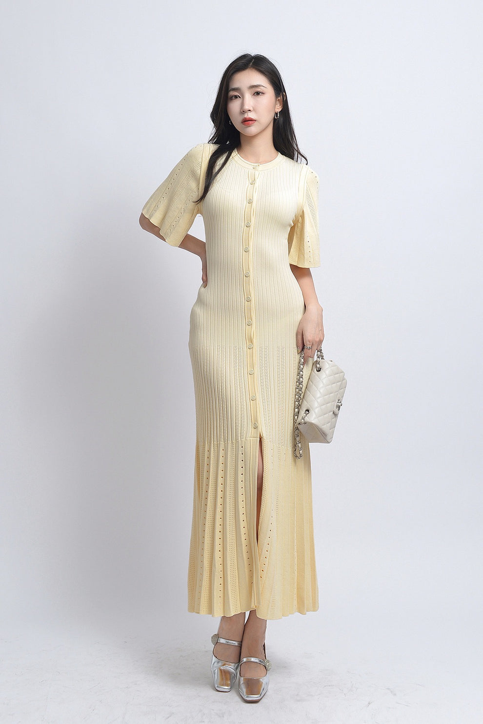 Sandro Lotus Dress Cream